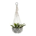 Makramé ophæng til blomsterkrukker 2 stk Hvid 50 cm med metalring og 2 S kroge Håndlavet i boho stil til stueplanter og balkon 4