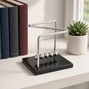 Newton-sving med bøjlet ramme 14 x 12 x 14,5 cm Metal pendul med 5 stål kugler Sølv og sort Dekoration til kontoret 2