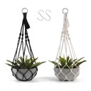 Makramé ophæng til blomsterkrukker 2 stk Hvid og sort 50 cm med metalring og 2 S kroge Håndlavet i boho stil til stueplanter 1