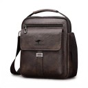 Herre skuldertaske med topgreb 21 x 24 x 9 cm Crossbody taske i kunstlæder med flere lommer Vandafvisende 5