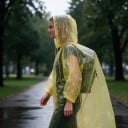 Jednorázové pláštěnky s kapucí 10 ks délka 119 cm s dlouhými rukávy v mixu barev každá v samostatném sáčku unisex univerzální velikost 4