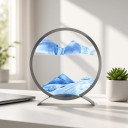 Grand tableau de sable mobile 24,8 x 27,8 cm Rond tableau 3D en verre sur support métallique Décoration pour le salon 4