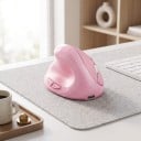 Vertikální bezdrátová myš pro leváky s funkcí Mouse Jiggler Tichá tlačítka Baterie 430 mAh Nabíjení USB-C Růžová pro home office 2
