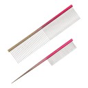 Sæt af 2 kamme til udredning af pels til hunde og katte Kombineret kam og kam med spids ende Rustfrit stål 304 Rosa-guld 1