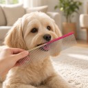 Sæt af 2 kamme til udredning af pels til hunde og katte Kombineret kam og kam med spids ende Rustfrit stål 304 Rosa-guld 6