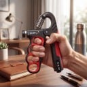 Fortalecedor de dedos e pulsos com contador de repetições 5 - 100 kg 17,5 x 11 cm Resistência ajustável Treino de agarre e antebraço 4