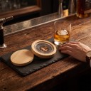 Fumoir en bois pour verre avec filtre à copeaux et couvercle en bois Accessoire rond en bois clair Pour aromatiser les cocktails et le whisky 2