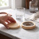 Fumoir en bois pour verre avec filtre à copeaux et couvercle en bois Accessoire rond en bois clair Pour aromatiser les cocktails et le whisky 4