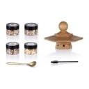 Ensemble de fumeur en bois pour cocktails et whisky Smoker avec 4 bocaux de copeaux, cuillère et brosse pour aromatiser les boissons 1
