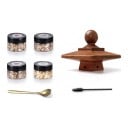 Ensemble de fumeur en bois pour cocktails et whisky Smoker avec 4 bocaux de copeaux, cuillère et brosse pour aromatiser les boissons 3