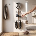 Wall Organiser for Cycling Equipment Mounting with Screws and Dowels Wooden Rod 30 cm For Helmet Glasses and Gloves 2