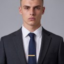 Spona na gravata 48,5 mm Simples spona deslizante de gravata em aço inoxidável Superfície lisa Acessório masculino para fato 4