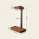 Dřevěný stojan na sluchátka s úložným podnosem Výška 27,5 cm Podstava 17,5 x 9,5 cm Kovová tyč Odstín ořechu Pro hráče i kancelář 6