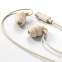 Drátová sluchátka na spaní do uší s konektorem USB-C Mikrofon a ovládání hlasitosti Kabel 1,2 m Dvouvrstvé silikonové koncovky Béžová 1