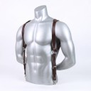 Suspensórios masculinos estilo postro com fechos rotativos e argolas metálicas Largura dos ombros 40–48 cm Couro sintético Para camisa 1