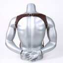 Suspensórios masculinos estilo postro com fechos rotativos e argolas metálicas Largura dos ombros 40–48 cm Couro sintético Para camisa 3