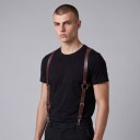 Suspensórios masculinos estilo postro com fechos rotativos e argolas metálicas Largura dos ombros 40–48 cm Couro sintético Para camisa 4