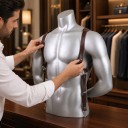 Suspensórios masculinos estilo postro com fechos rotativos e argolas metálicas Largura dos ombros 40–48 cm Couro sintético Para camisa 5