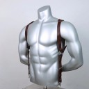 Suspensórios masculinos estilo postro com fechos rotativos e argolas metálicas Largura dos ombros 40–48 cm Couro sintético Para camisa 7