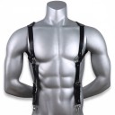 Suspensórios masculinos estilo postro com fechos rotativos e argolas metálicas Largura dos ombros 40–48 cm Couro sintético Para camisa 8