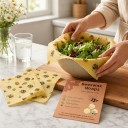 Essuie-tout en cire alimentaire Ensemble de 3 tailles 18 x 20 cm 25 x 28 cm et 33 x 36 cm Coton et cire d'abeille Pour les collations 2