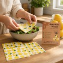 Essuie-tout en cire alimentaire Ensemble de 3 tailles 18 x 20 cm 25 x 28 cm et 33 x 36 cm Coton et cire d'abeille Pour les collations 4