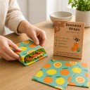 Essuie-tout en cire alimentaire Ensemble de 3 tailles 18 x 20 cm 25 x 28 cm et 33 x 36 cm Coton et cire d'abeille Pour les collations 5