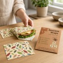 Essuie-tout en cire alimentaire Ensemble de 3 tailles 18 x 20 cm 25 x 28 cm et 33 x 36 cm Coton et cire d'abeille Pour les collations 7