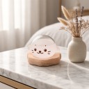 Bouřkové sklo Storm Glass ve tvaru tuleně s potiskem obličeje Skleněný barometr s krystaly Tvarovaný dřevěný podstavec Dekorace na stůl 6