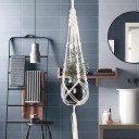 Makramé ophæng til plantekrukker med løkke og spiralformede knuder 105 cm Håndlavet bomuldsreb Hvid Boho dekoration til stueplanter 7