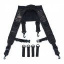 Suspensórios tácteas para cinto de serviço em forma de H com ombros acolchoados MOLLE 4 mosquetões rotativos Poliéster 600D 1