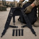 Suspensórios tácteas para cinto de serviço em forma de H com ombros acolchoados MOLLE 4 mosquetões rotativos Poliéster 600D 6