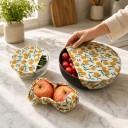 Essuie-tout en cire alimentaire Ensemble de 3 tailles 18 x 20 cm 25 x 28 cm et 33 x 35 cm Coton et cire d'abeille Pour les bols et le pain 2