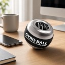Bola de treino giroscópica metálica com luz LED de 7 cores e autostart Rotor metálico Laço Prata Treinador de punho e antebraço 2