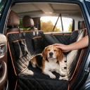 Vandtæt bagsædebetræk til hund i bilen Hængekøje med lynlås og sideflapper Bredde 133 cm Oxford polyester Sort med orange kant 3