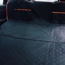 Vandtæt bagsædebetræk til hund i bilen Hængekøje med lynlås og sideflapper Bredde 133 cm Oxford polyester Sort med orange kant 4