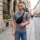 Bæltetaske til skulder og talje 31 x 14 x 7 cm Nylon crossbody taske med to lynlåslommer Til sport og rejser 2