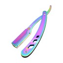 Foldbar barberkniv shavetta 12,5 cm Metal barberkniv til udskiftelige ensidede barberblade Til barbering af skæg og øjenbryn 12