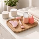 Sada na masáž obličeje Dvoustranný váleček Gua sha ve tvaru srdce a Forma na ledový váleček s víčkem Na péči o pleť 8