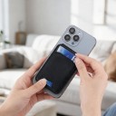 Magnetisk telefonpung MagSafe med udklappeligt stativ Kortlomme Lædertekstur Til iPhone 12 til 16 4
