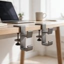 Ensemble de 2 supports pour bord de table avec crochet plat et crochet courbé Hauteur 11 cm Pince à vis Alliage d'aluminium Pour sac à main 2