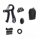 Conjunto de fortalecimento de mãos e dedos Fortalecedor de punho 5 - 60 kg com contador 2 fortalecedores de dedos Anel Bola e Saco Preto Treino 1