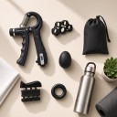 Conjunto de fortalecimento de mãos e dedos Fortalecedor de punho 5 - 60 kg com contador 2 fortalecedores de dedos Anel Bola e Saco Preto Treino 2