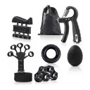 Conjunto de fortalecimento de mãos e dedos - Fortalecedor de pegada 5 - 60 kg com contador, 3 fortalecedores de dedos, Anel, Bola e Saco Preto Treino 3