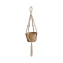 Makramé ophæng til plantekrukker 90 cm Lige flettede bånd og træperler Håndflettet bomuldsreb Beige Boho dekoration til planter 1