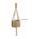 Makramé ophæng til blomsterkrukke 90 cm Tykke snoede knuder Håndlavet bomuldsreb Beige med orange sløjfe Boho dekoration til planter 6