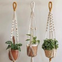 Sæt af makramé ophæng til blomsterpotter 90 cm Tre forskellige mønstre med spiralknuder og perler Håndlavet bomuldsreb Beige Boho dekoration 5