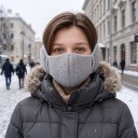 Máscara de Inverno para o Rosto com Protetores de Orelhas Proteção de Boca e Orelhas 24 x 24,5 cm Poliéster Unisex para Desportos 12