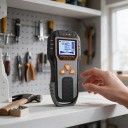 Vægdetektor POROMETISTO DSF01 6v1 med LCD-display dybde detektion af metal 120 mm og ledninger 50 mm grå-sorte til at finde bjælker og kabler 4