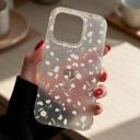 Pouzdro na iPhone 18 Pro Max Průhledný matný kryt Modré a krémové kvítky Měkký rám z TPU Tvrdý zadní panel Ochrana proti nárazům 3